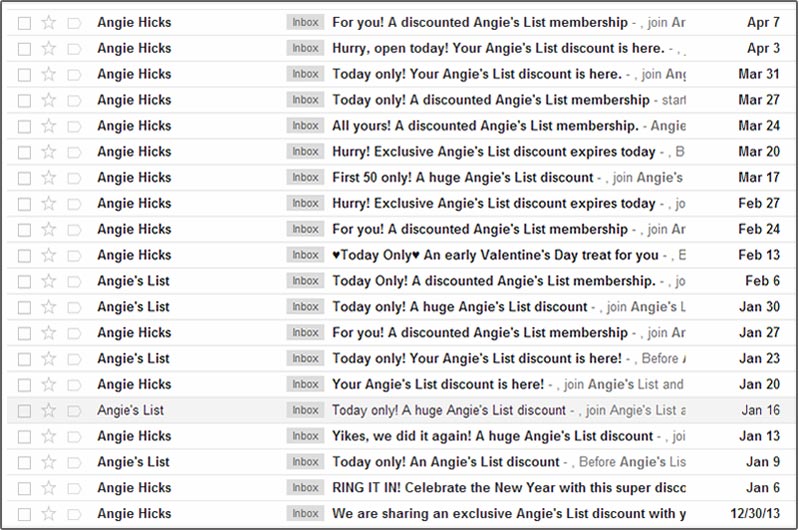 Angie's List Emails